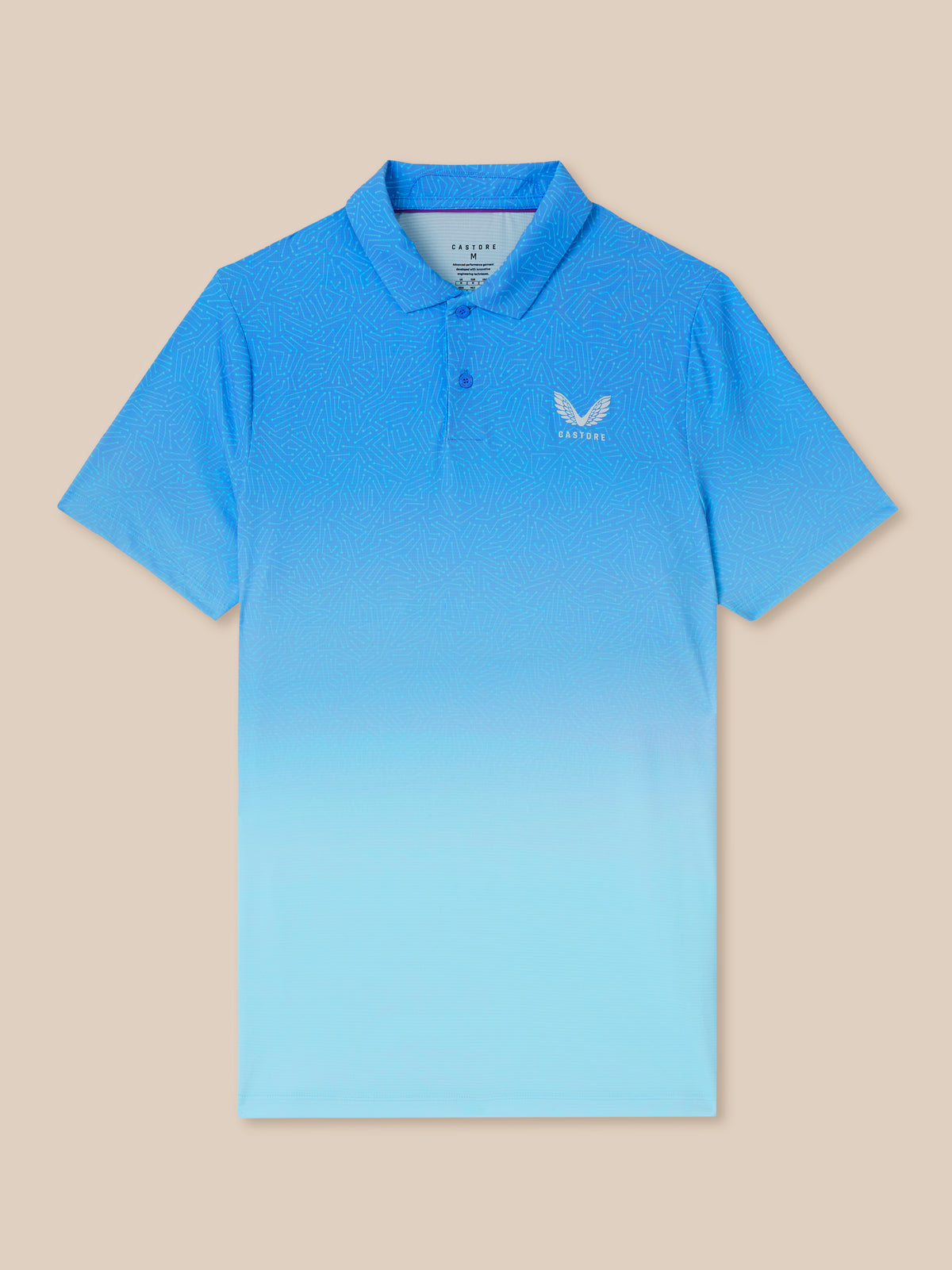 Herren Golf Kurzarm-Poloshirt mit Kartenprint – Blau - Blue