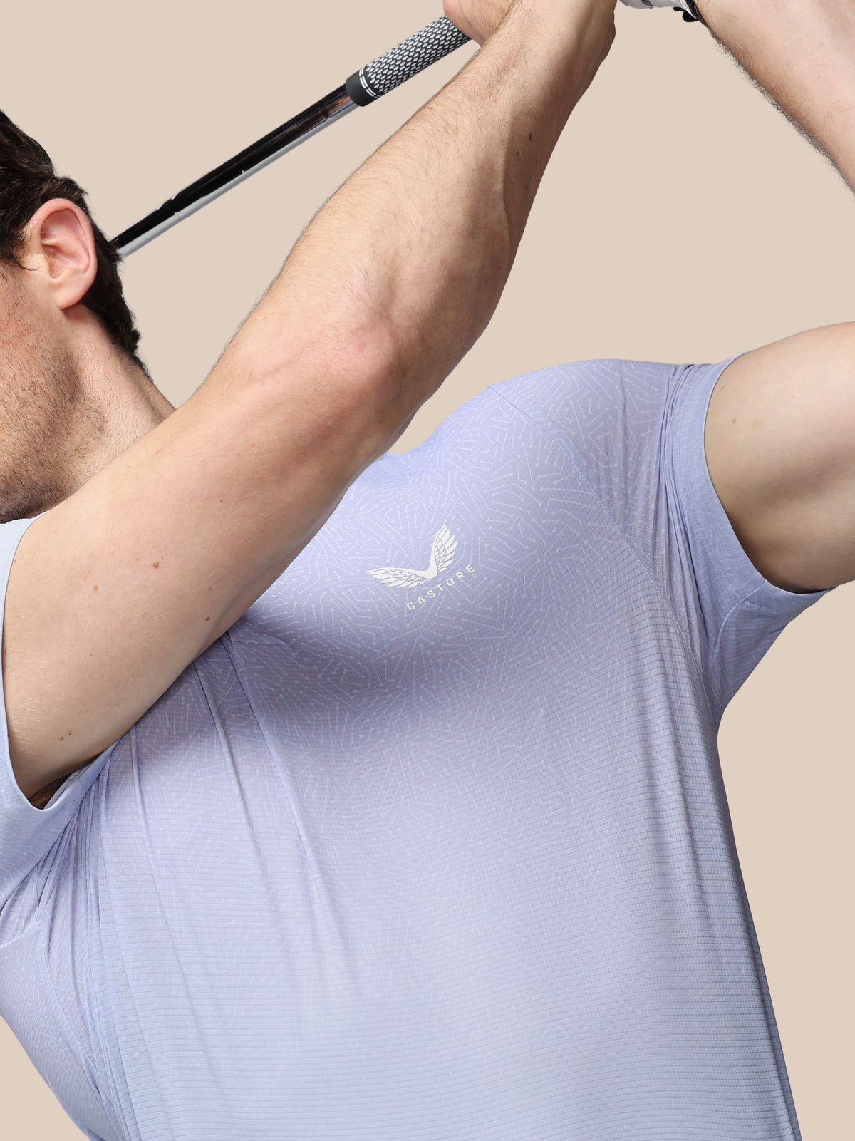 Men's Golf Map Printed Short Sleeve Polo - Lavender - Lavender