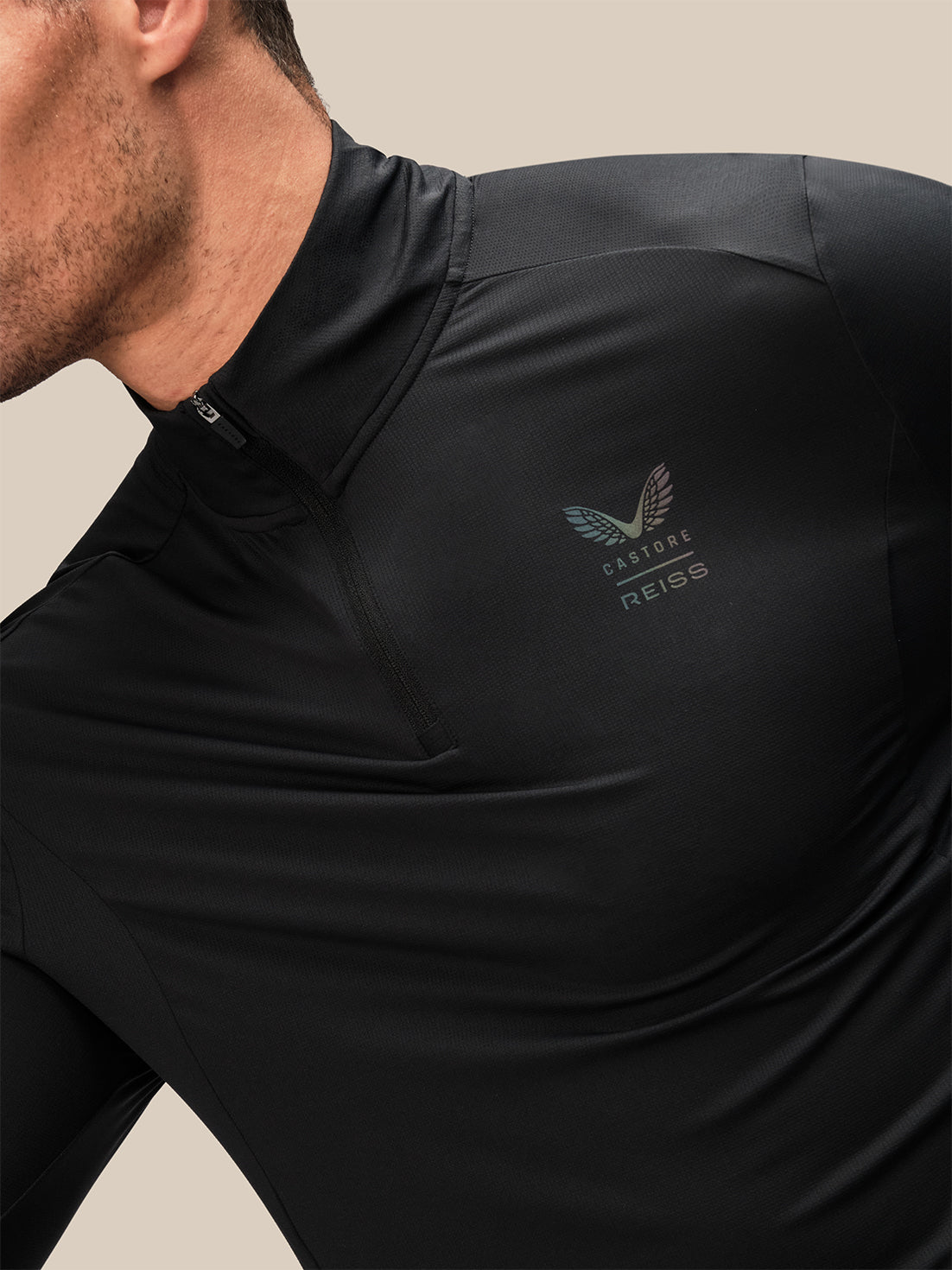 Men's Reiss x Castore Long Sleeve Quarter Zip Top - Black - Black