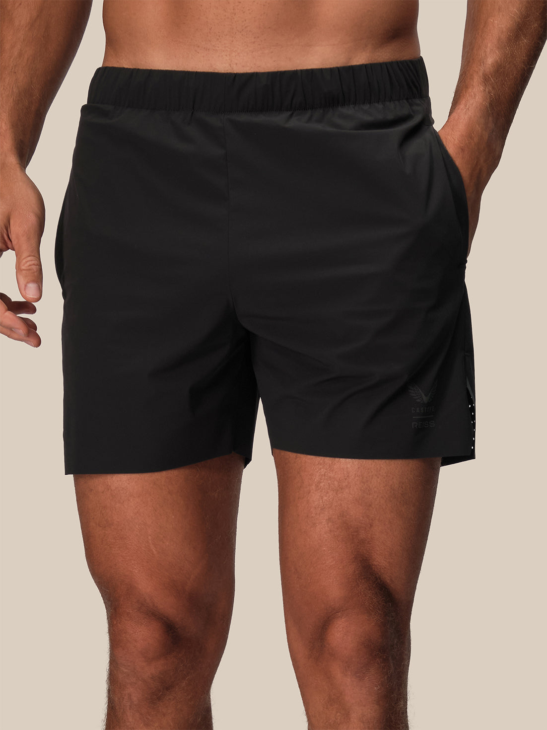 Men's Reiss x Castore 5" Deep Split Shorts - Black