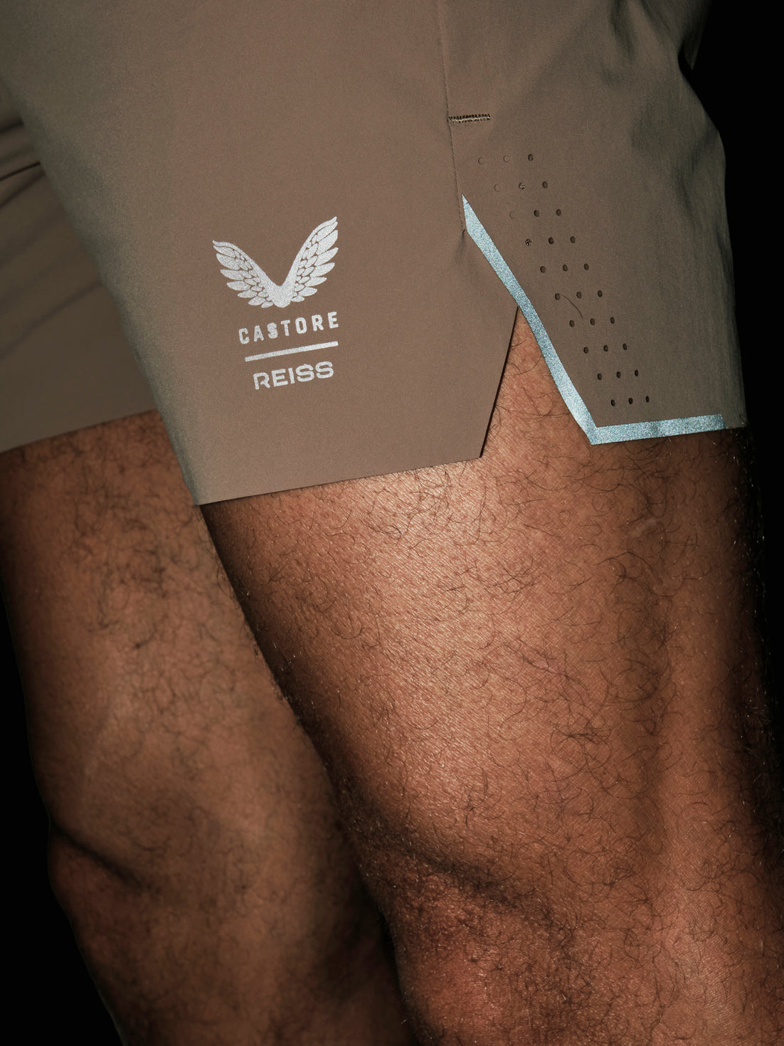 Men's Reiss x Castore 5" Deep Split Shorts - Beige - Beige