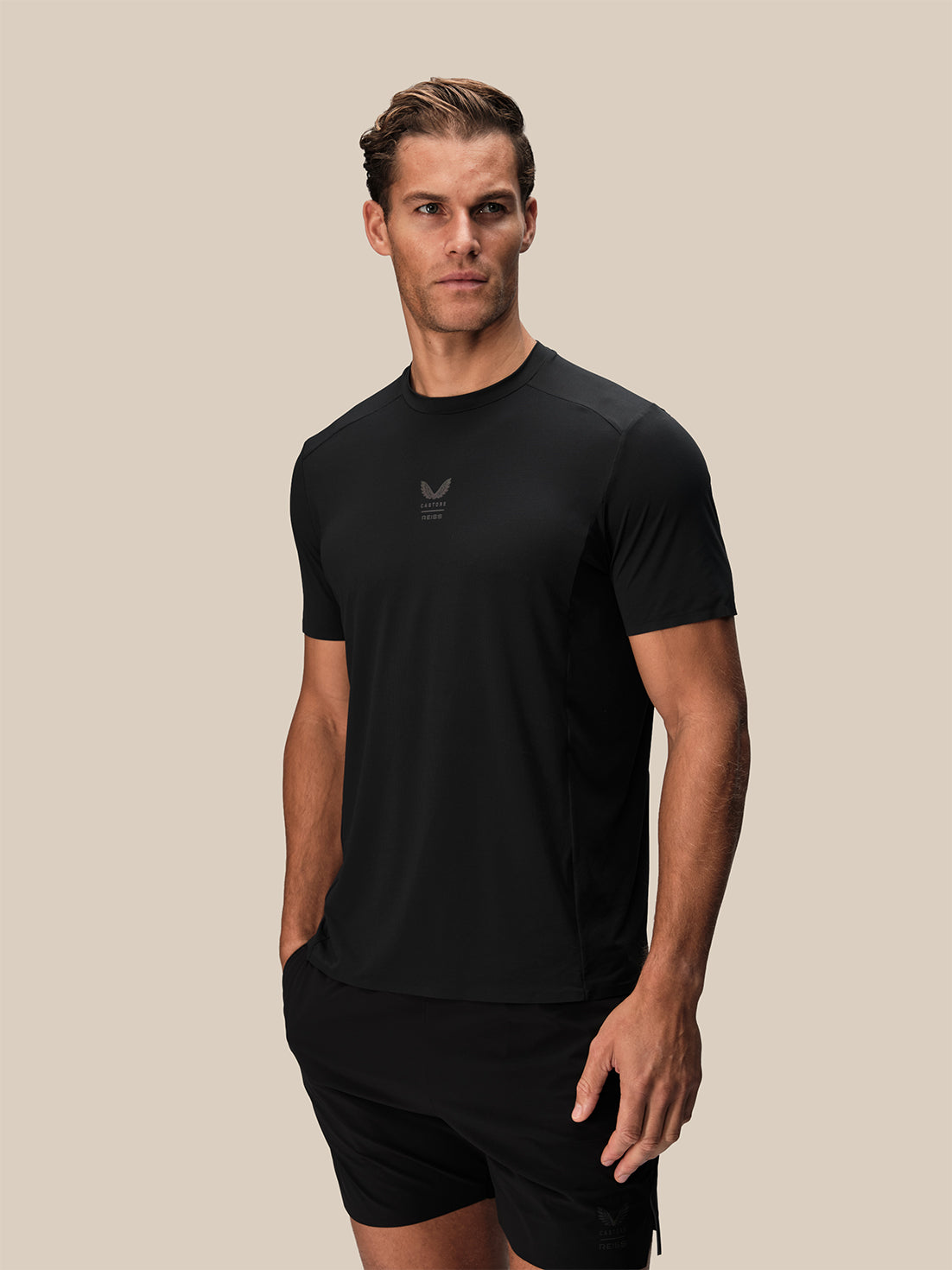 Men's Reiss x Castore Performance Short Sleeve T-Shirt - Black