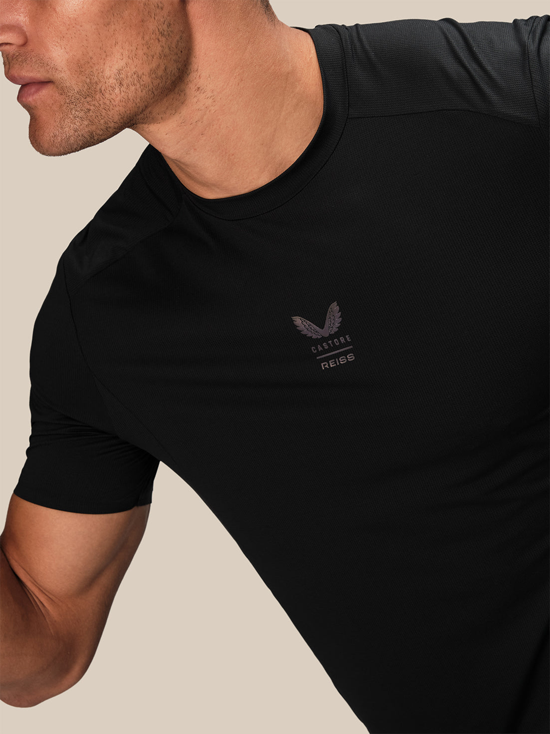 Men's Reiss x Castore Performance Short Sleeve T-Shirt - Black - Black
