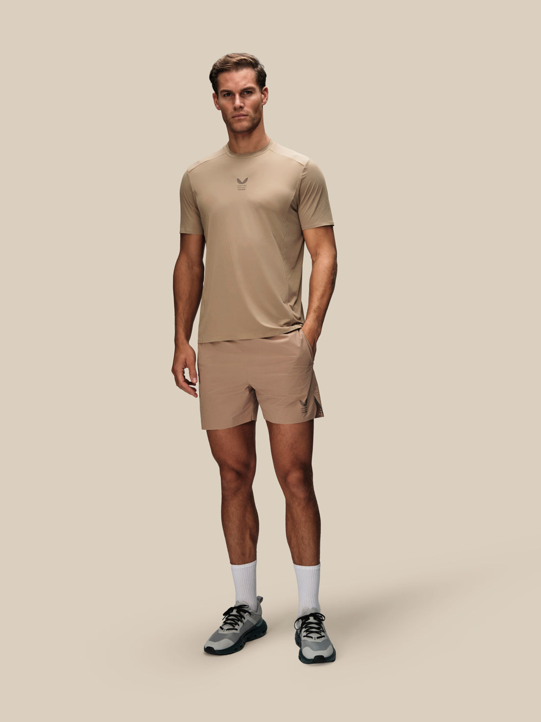 Men's Reiss x Castore Performance Short Sleeve T-Shirt - Beige - Beige