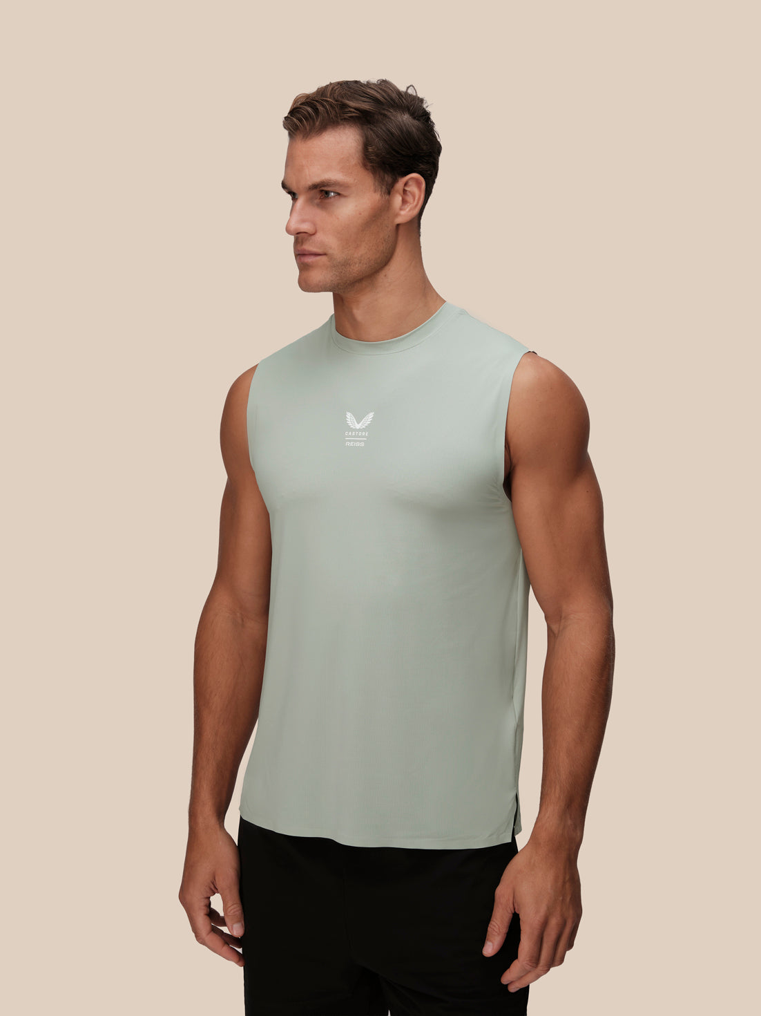Men's Reiss x Castore Performance Graphic Vest - Sage Green - Sage Green