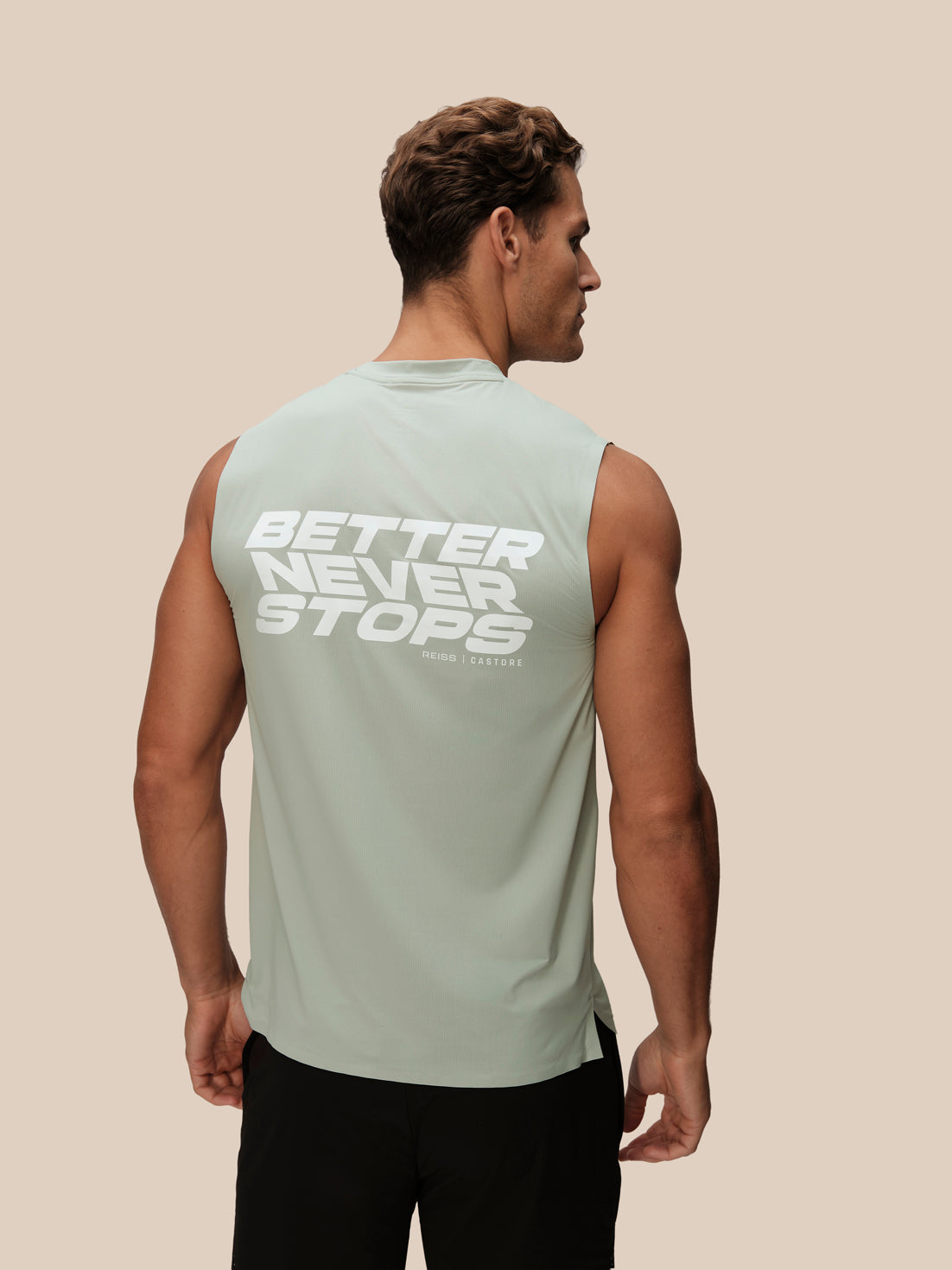 Men's Reiss x Castore Performance Graphic Vest - Sage Green - Sage Green