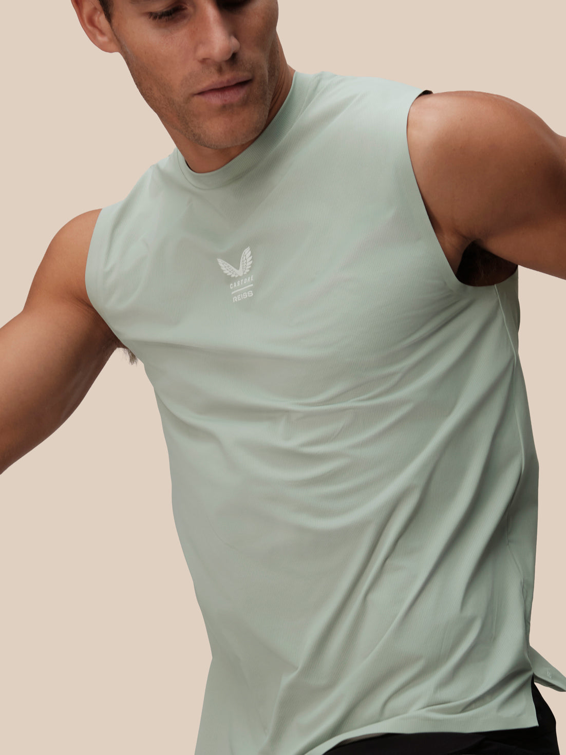 Men's Reiss x Castore Performance Graphic Vest - Sage Green - Sage Green