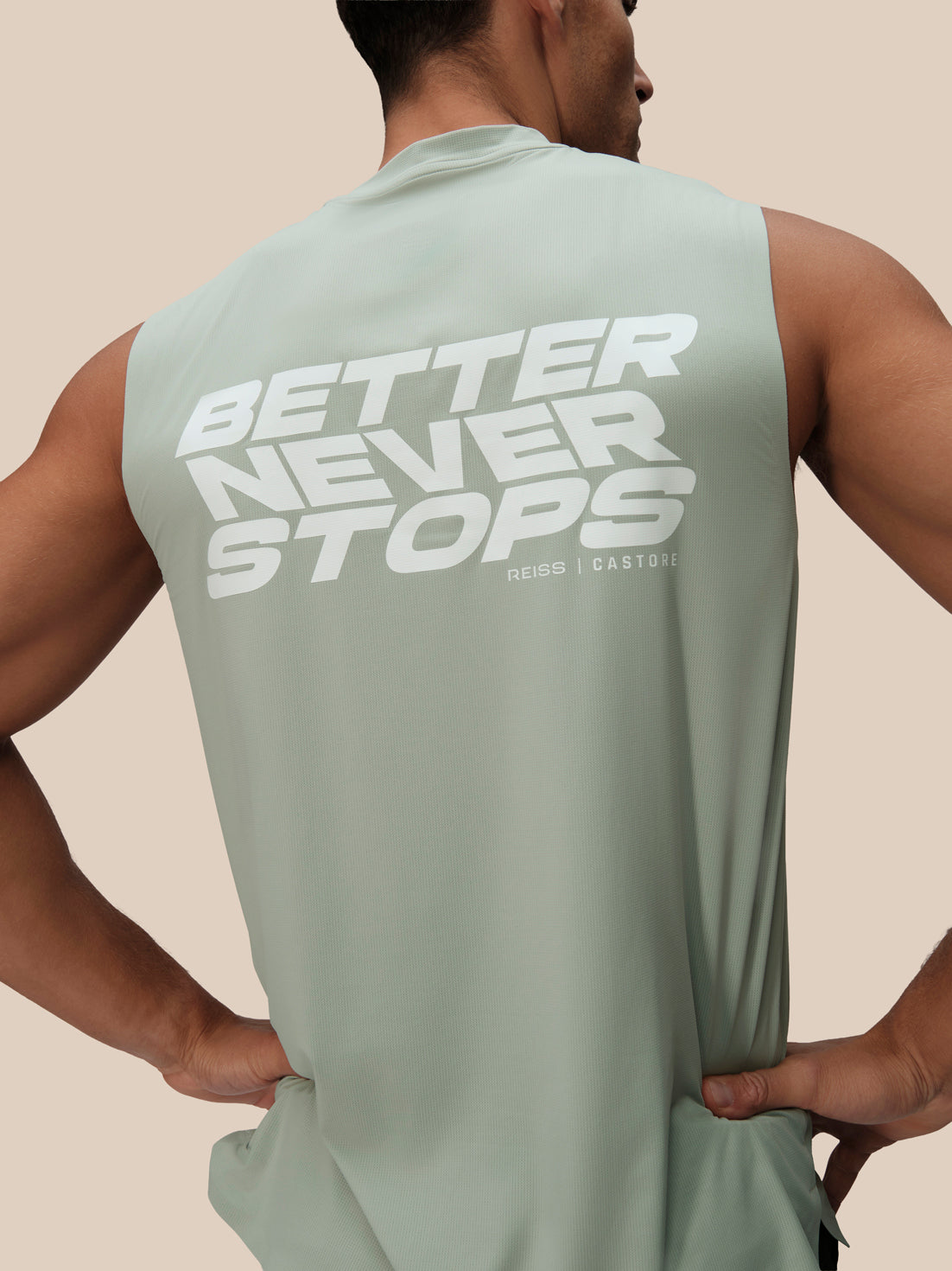 Men's Reiss x Castore Performance Graphic Vest - Sage Green - Sage Green