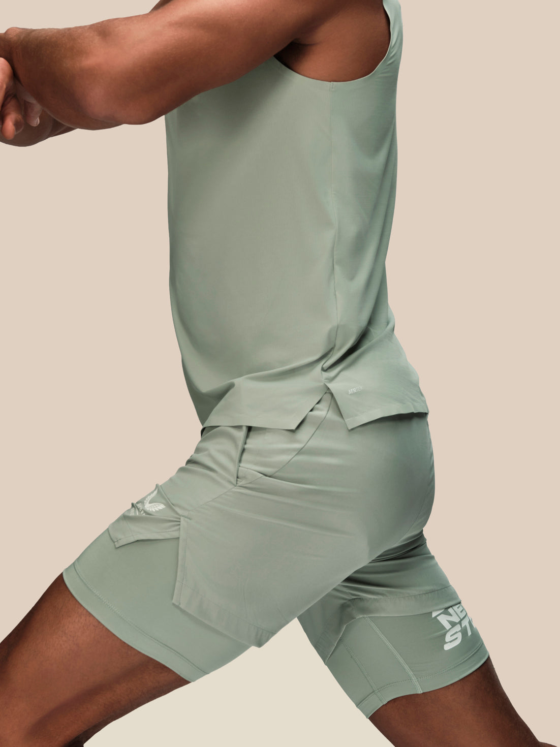 Men's Reiss x Castore 2-In-1 Graphic Shorts - Sage Green - Sage