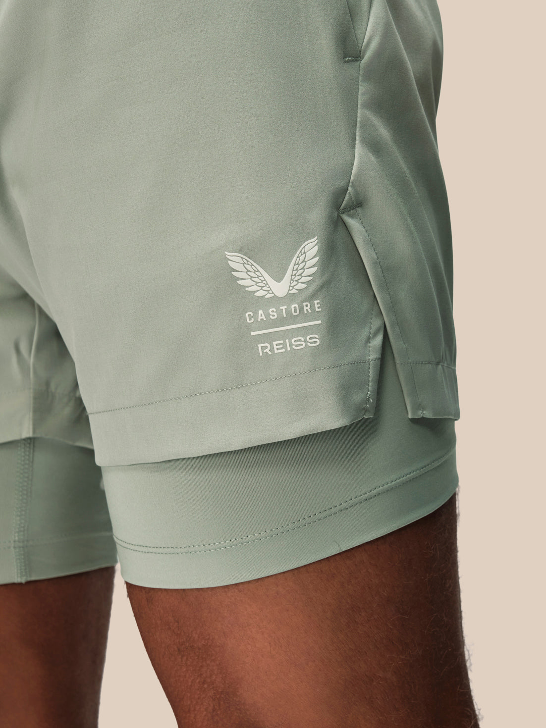 Men's Reiss x Castore 2-In-1 Graphic Shorts - Sage Green - Sage