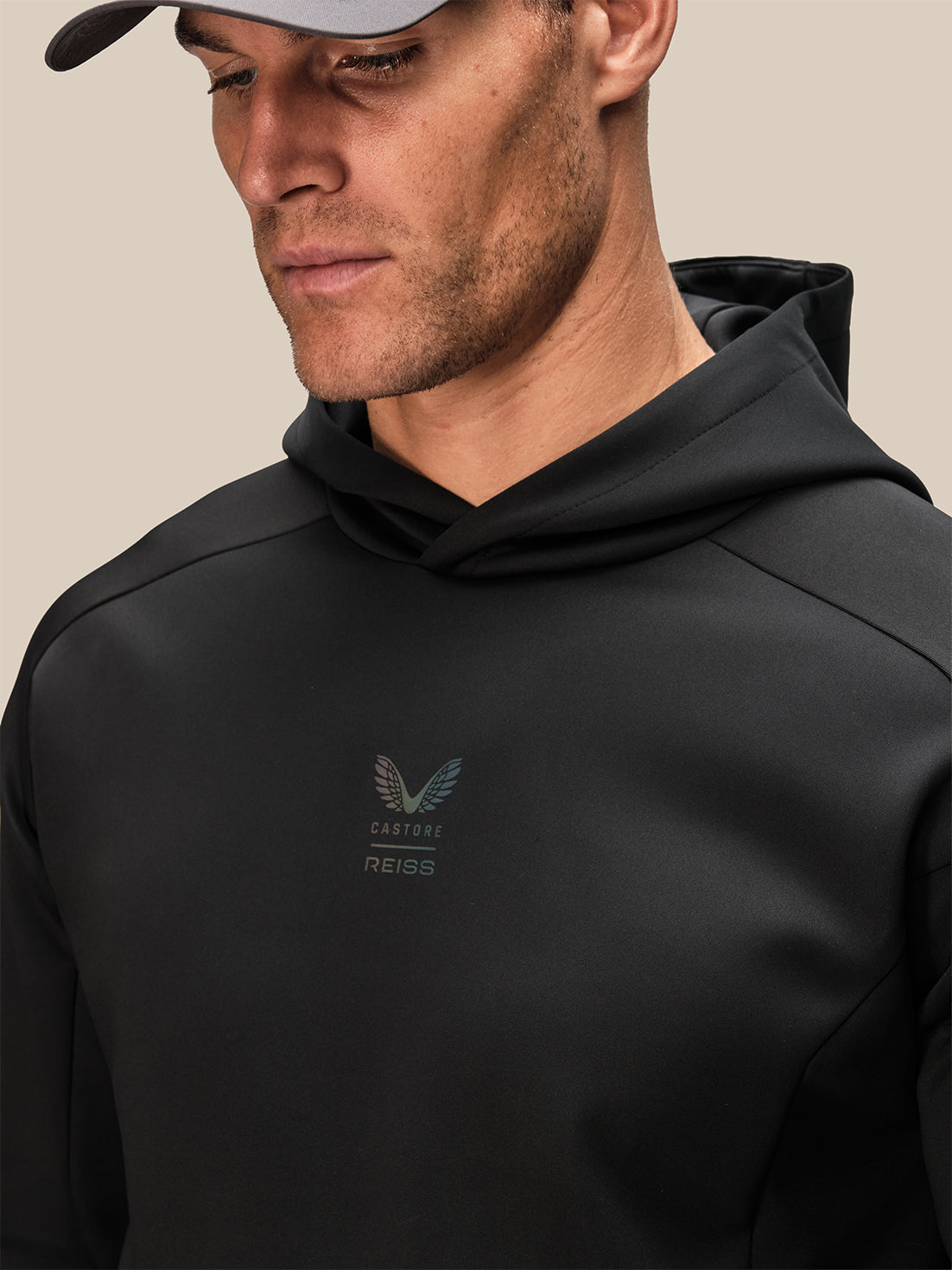 Men's Reiss x Castore Flex Hoodie - Black - Black