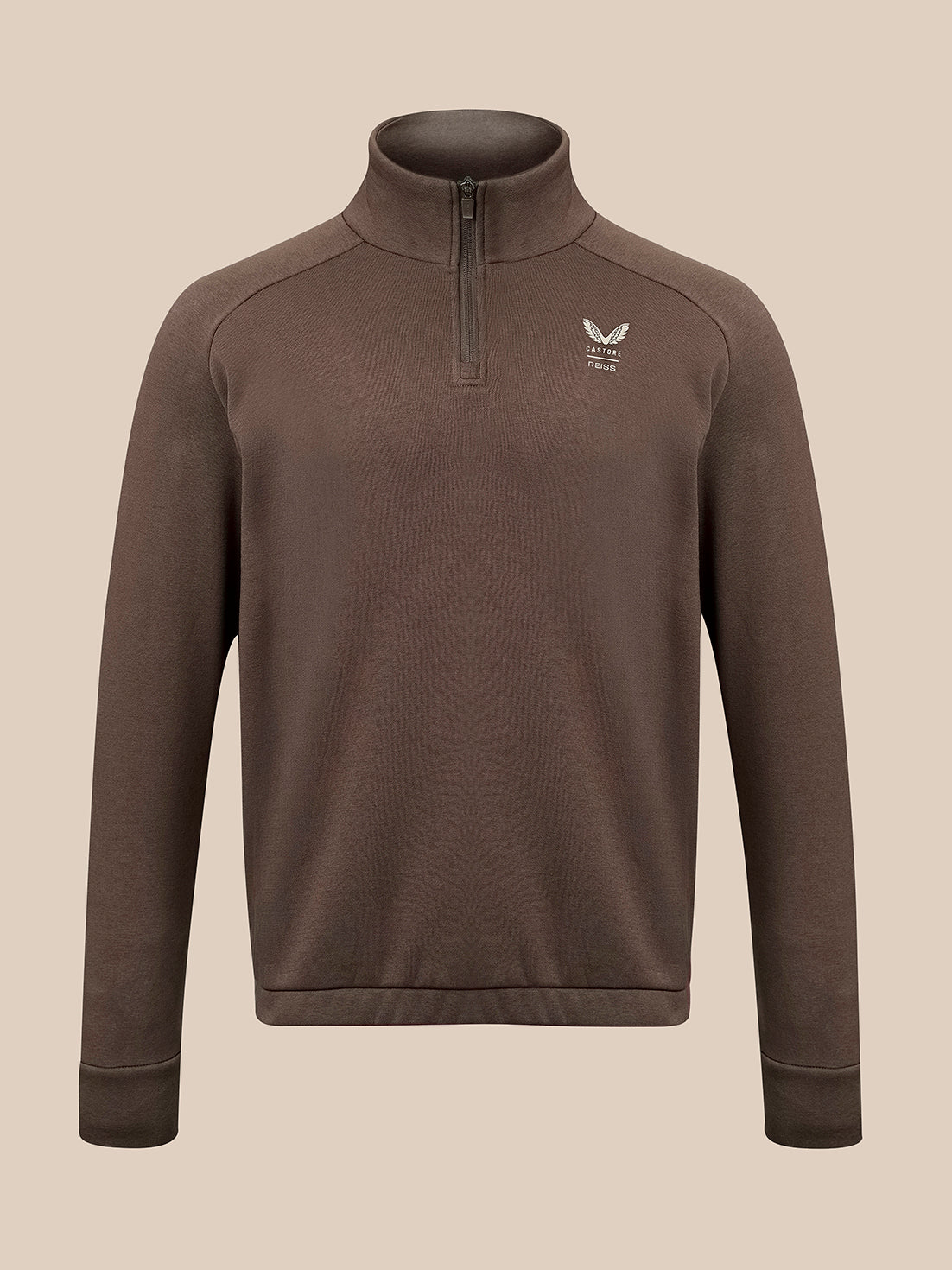 Men's Reiss x Castore Oversized 1/4 Zip Sweatshirt - Brown - Brown