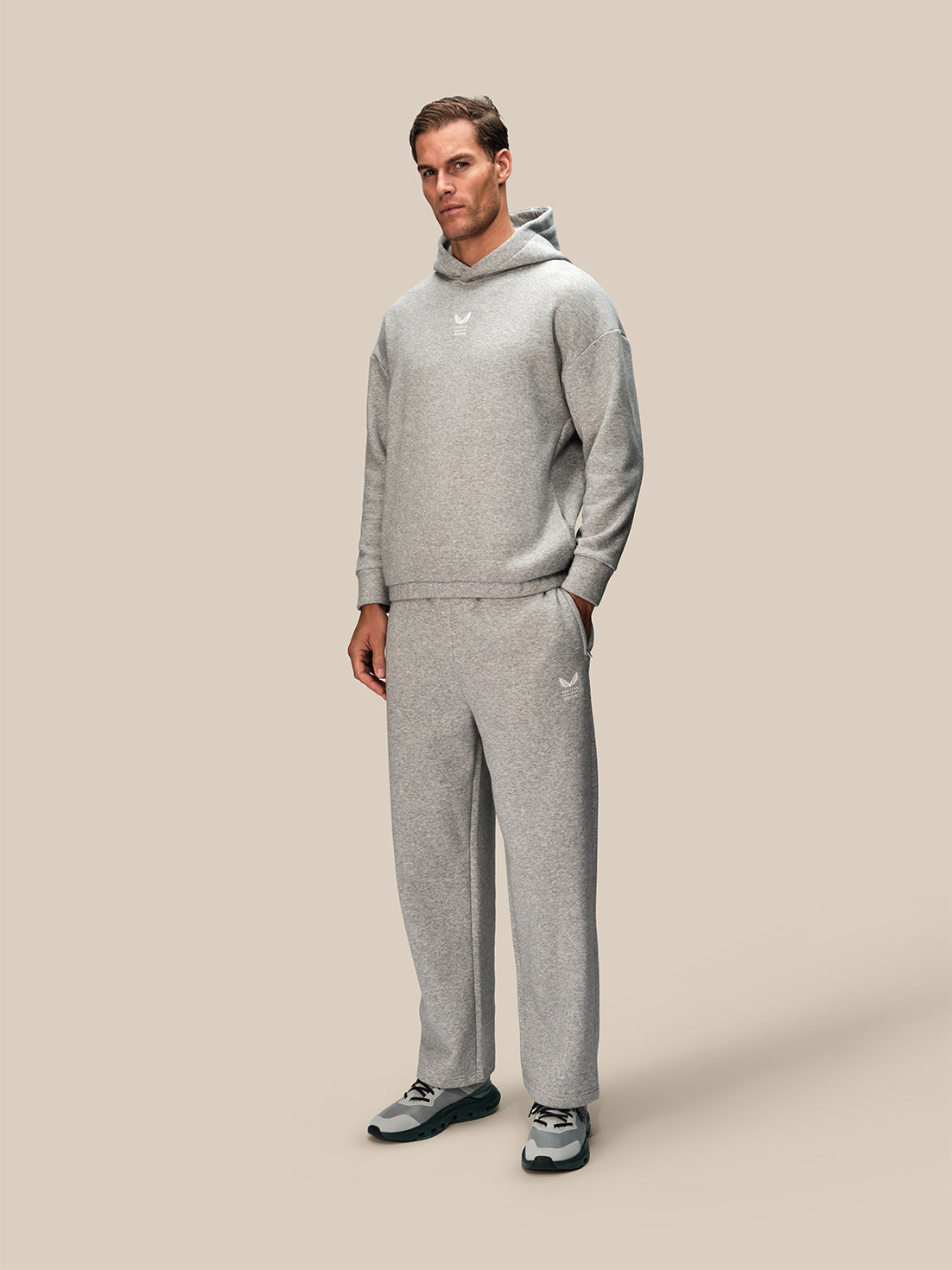 Men's Reiss x Castore Wide Leg Fleece Jogger - Light Grey - Light Grey