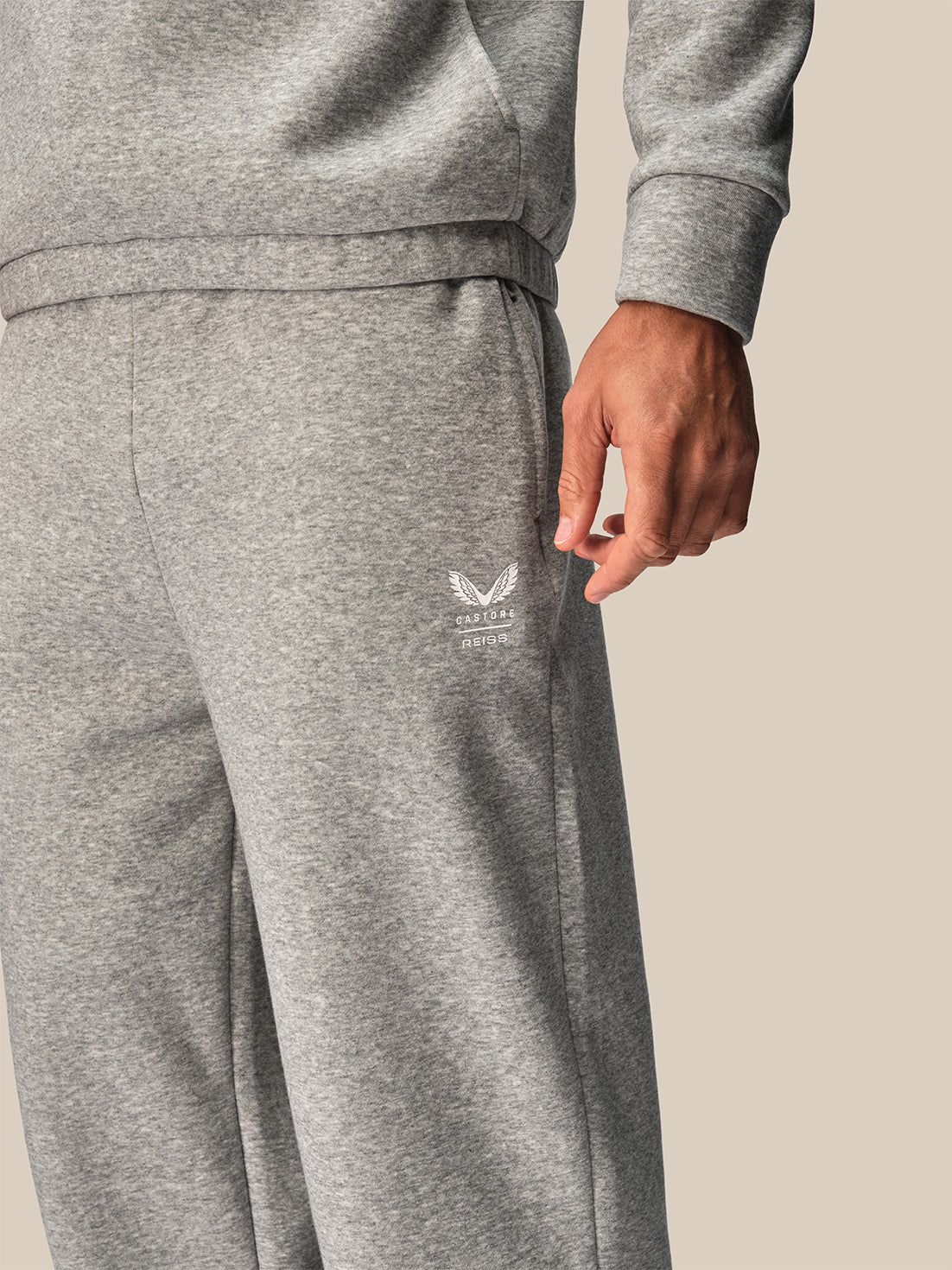 Men's Reiss x Castore Wide Leg Fleece Jogger - Light Grey - Light Grey