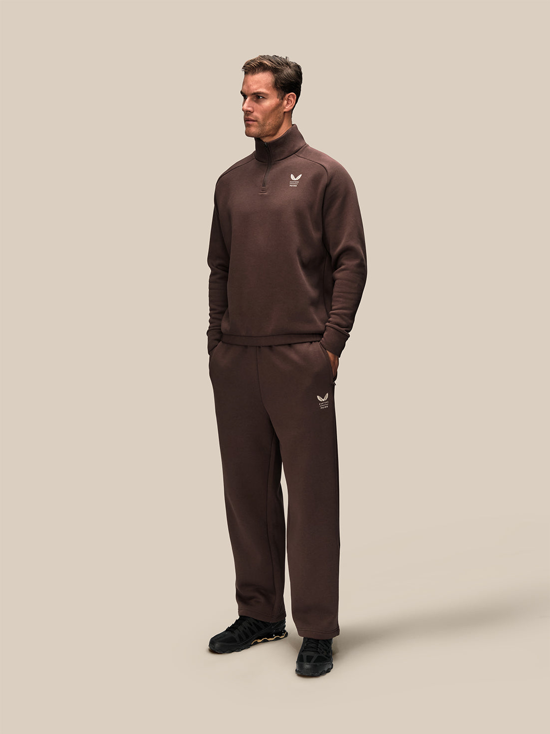 Men's Reiss x Castore Wide Leg Fleece Jogger - Brown - Brown