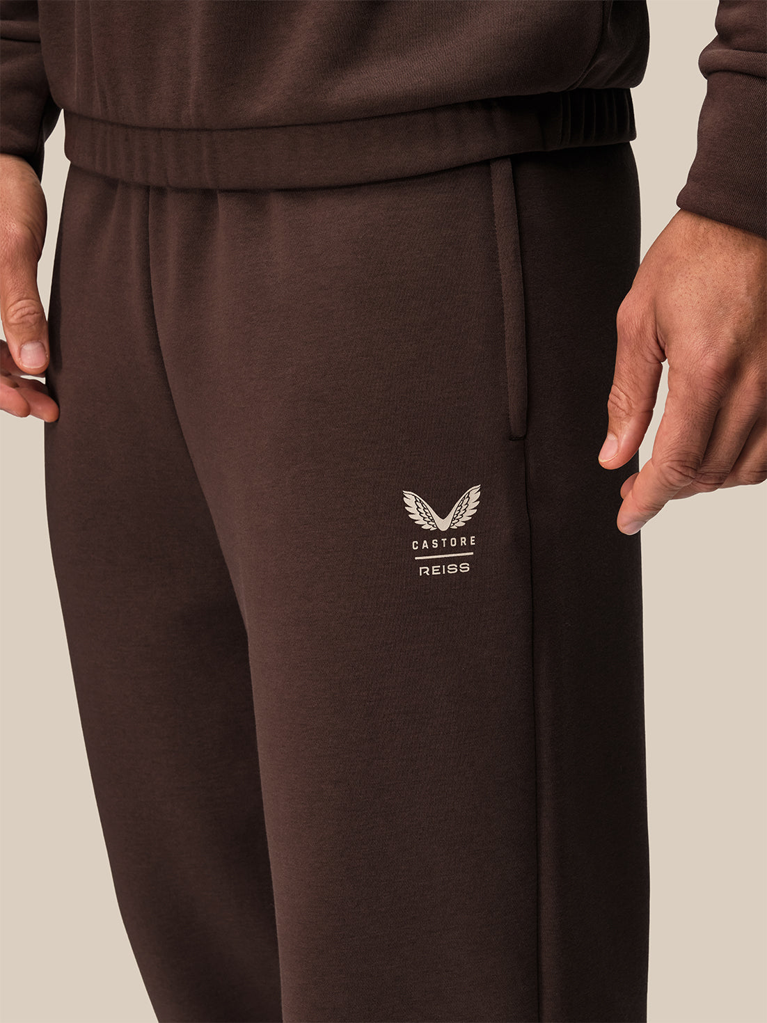 Men's Reiss x Castore Wide Leg Fleece Jogger - Brown - Brown