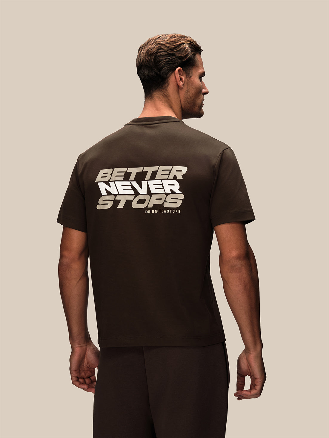Men's Reiss x Castore Oversized Graphic Short Sleeve T-Shirt - Brown - Brown