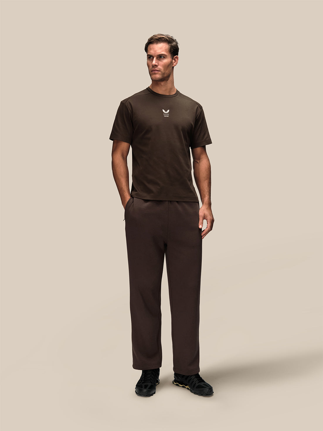 Men's Reiss x Castore Oversized Graphic Short Sleeve T-Shirt - Brown - Brown