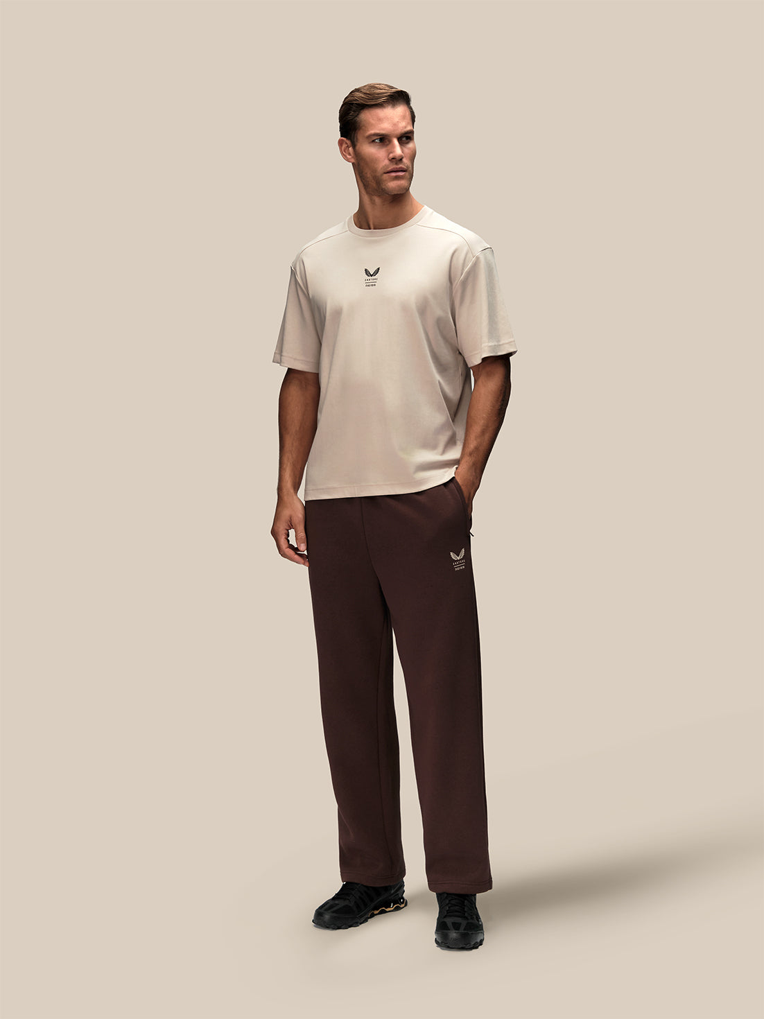 Men's Reiss x Castore Oversized Graphic Short Sleeve T-Shirt - Stone - Stone