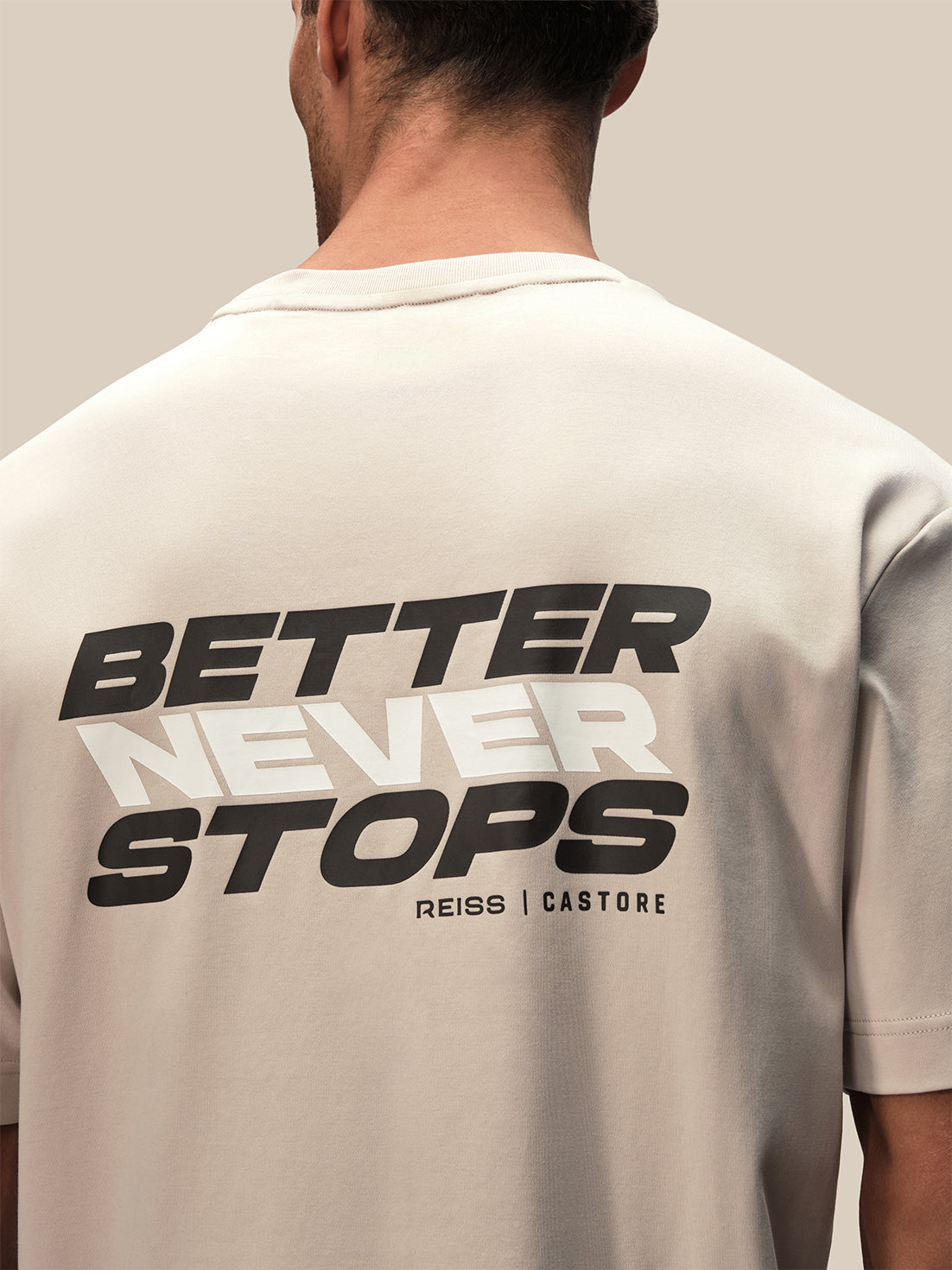 Men's Reiss x Castore Oversized Graphic Short Sleeve T-Shirt - Stone - Stone