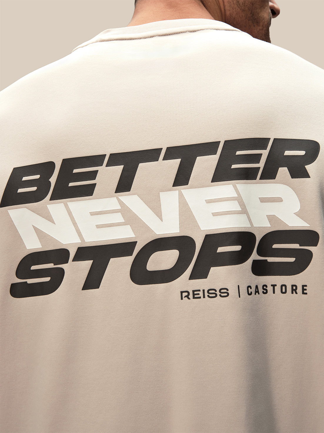 Men's Reiss x Castore Oversized Graphic Short Sleeve T-Shirt - Stone - Stone
