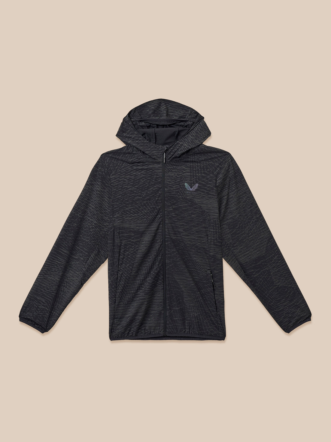Black Zone LVS long sleeve running jacket with hood and full zipper
