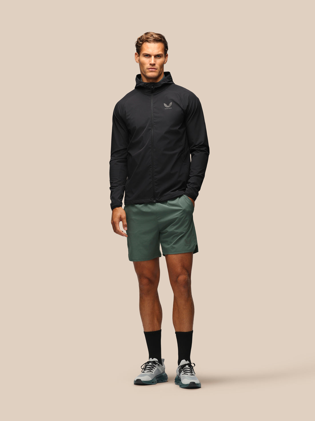 Men's Apex Slim Fit Long Sleeve Windbreaker Jacket - Black - Black