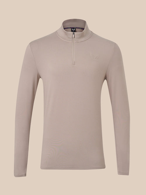 Men's Elevated Lifestyle Slim Fit Quarter Zip Top - Taupe