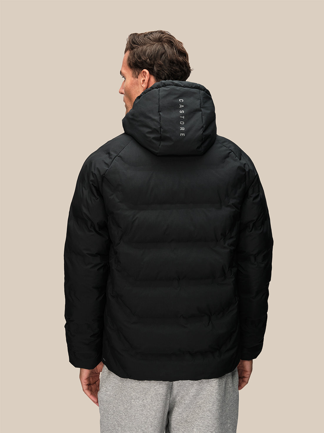 Men's Long Sleeve Hooded Padded Jacket - Black - Black