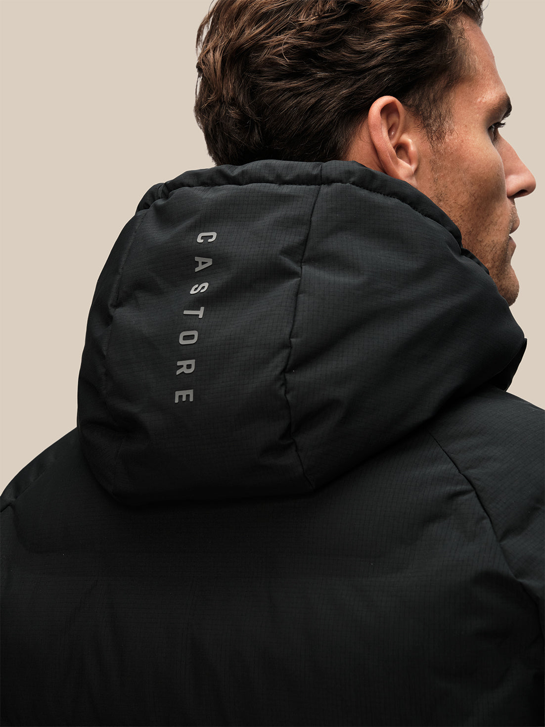 Men's Long Sleeve Hooded Padded Jacket - Black - Black