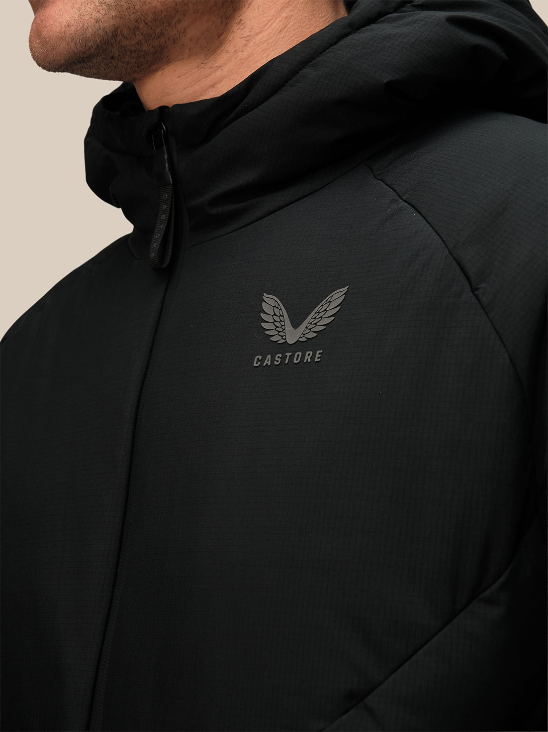 Men's Long Sleeve Hooded Padded Jacket - Black - Black