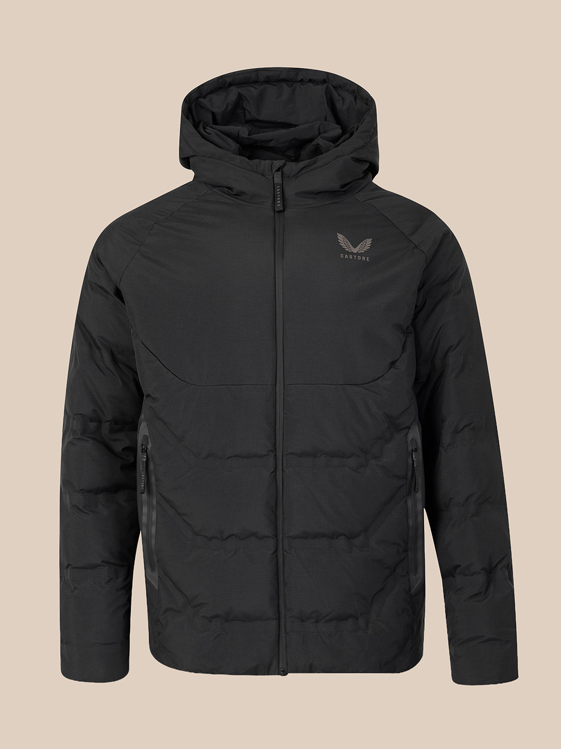 Men's Long Sleeve Hooded Padded Jacket - Black - Black