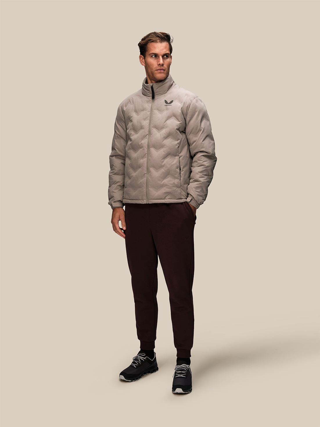 Men's Padded Jacket - Taupe - Taupe