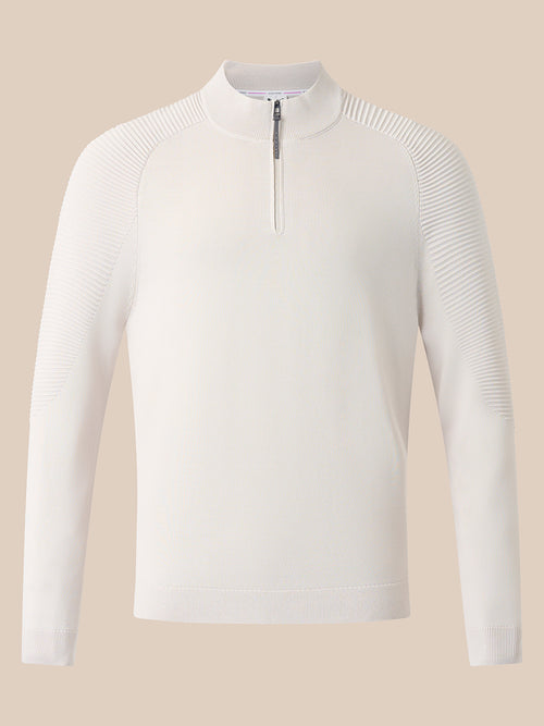 Men's Golf Long Sleeve Quarter Zip Top - Cream