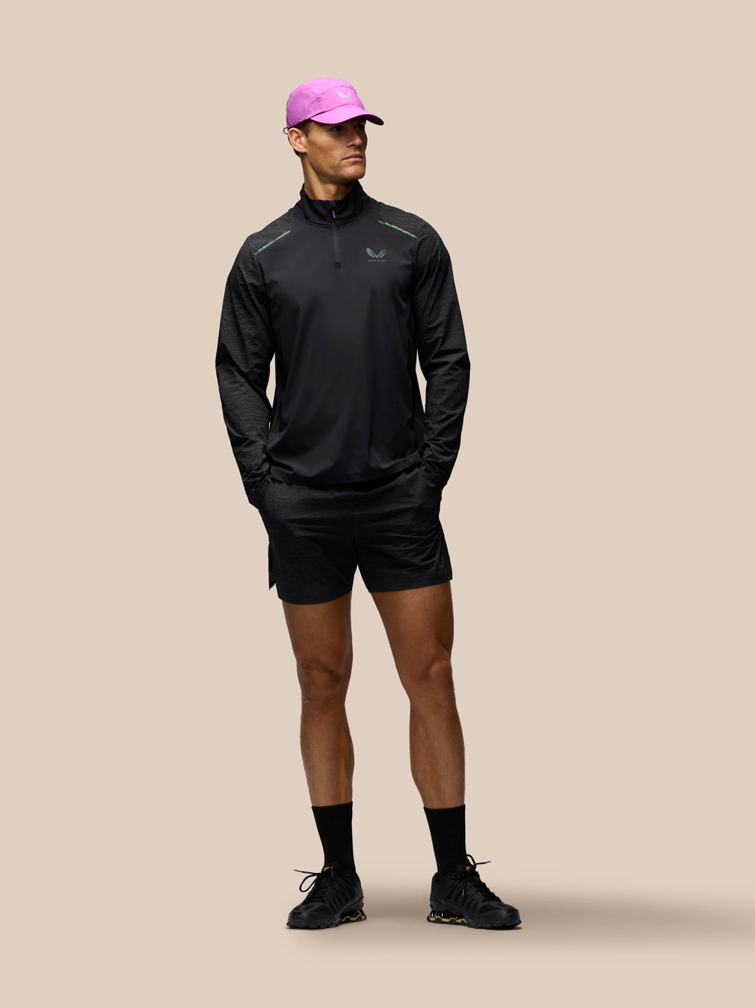 Men's Zone Long Sleeve 1/2 Zip Top - Black - Black