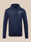 Navy Men's Flex Hoodie with a drawstring hood and small chest logo