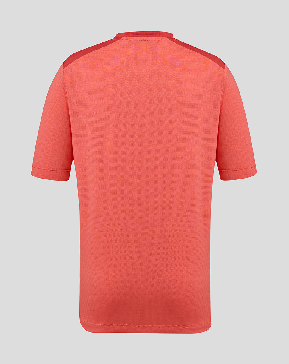 Back view of pink FC Utrecht training shirt with darker shoulder panels.