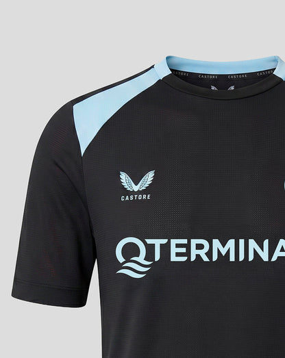 Feyenoord Junior 2026-2027 training coaches shirt in black with light blue shoulder panels and Castore logo