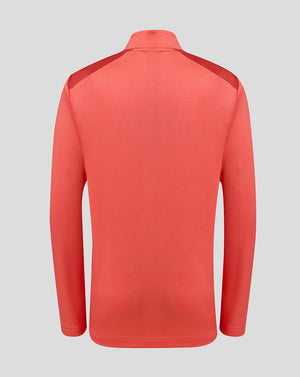 Back view of Rosé FC Utrecht training midlayer top with high collar and darker shoulder panels