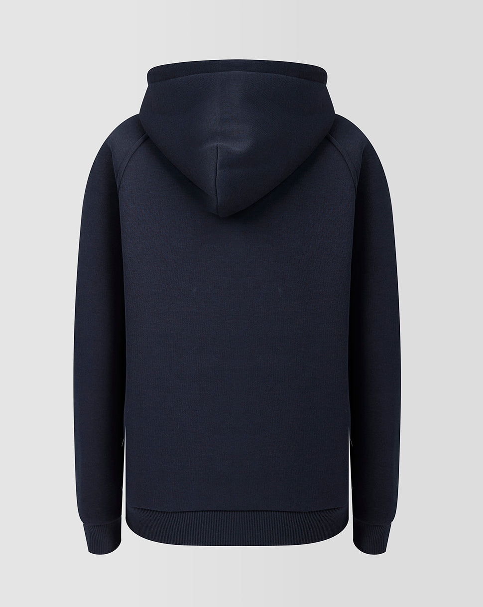 Black hoodie shown from the back on a light gray background