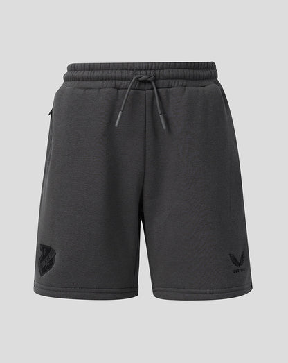 Dark grey FC Utrecht Adapt Travel Fleece Shorts with a drawstring waist and side pockets.