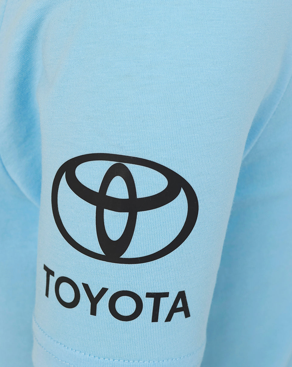Toyata logo on a light blue background