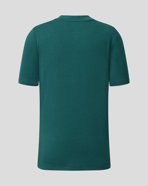 Back view of green Feyenoord Junior Travel Shirt with a plain design and short sleeves