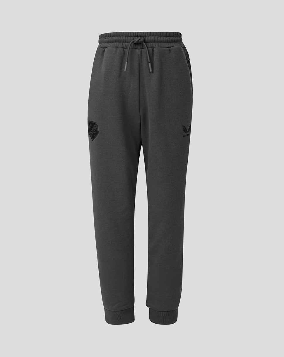Dark grey FC Utrecht Adapt Junior travel fleece pants with drawstring waist