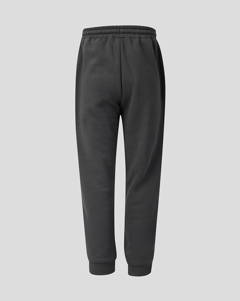 Dark grey FC Utrecht Adapt junior travel fleece pants with an elastic waistband and ribbed cuffs and side pockets