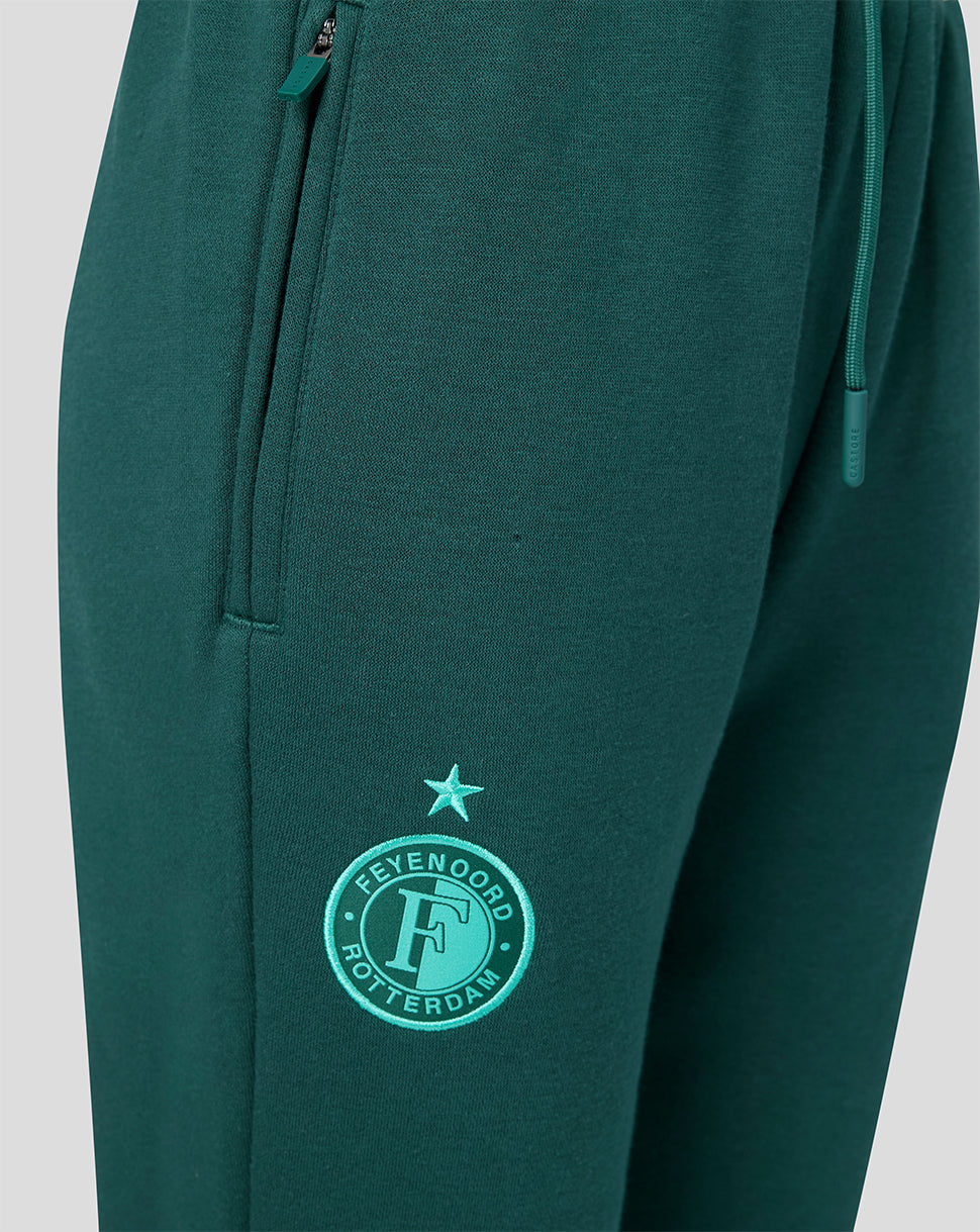 Bolsillo lateral con cremallera y emblema de Feyenoord en la pierna de joggers verdes para junior