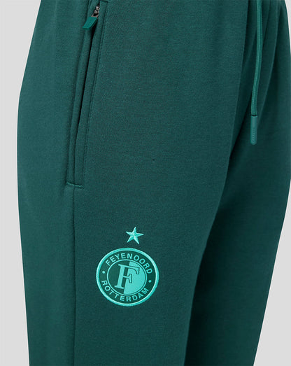 Bolsillo lateral con cremallera y emblema de Feyenoord en la pierna de joggers verdes para junior
