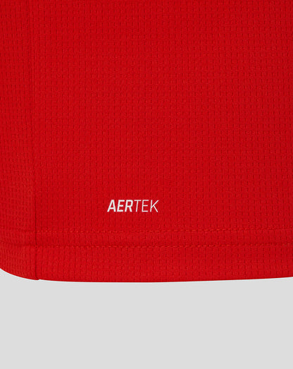 Red fabric with 'AERTEK' logo on a white background