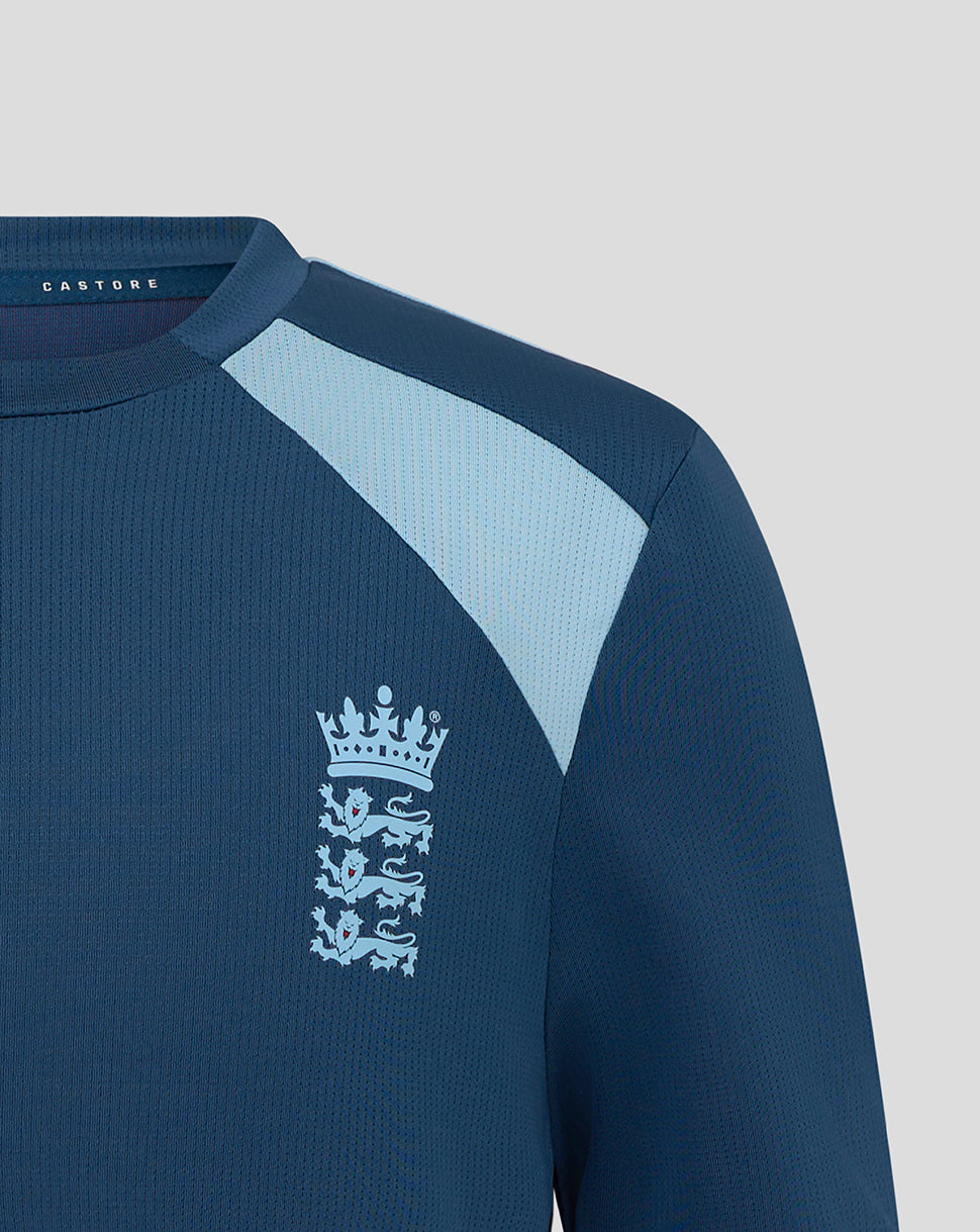 England Cricket Junior 26/27 Training Short Sleeve T-Shirt - Blue