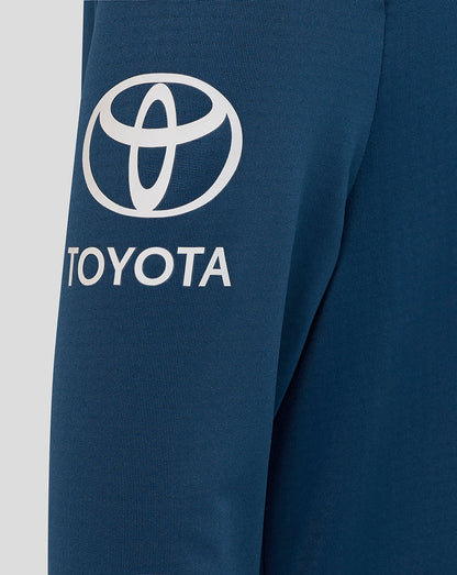 Blue sweatshirt with Toyota logo on a light gray background